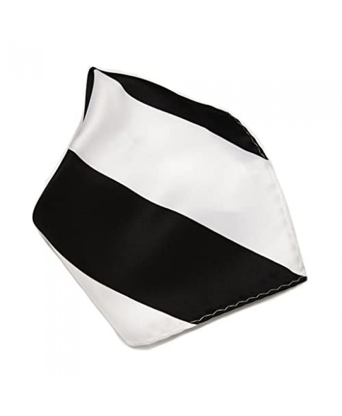 BLACK and WHITE Stripes Design Handkerchief Pocket Square Hanky Multicolor 10x10 Inches