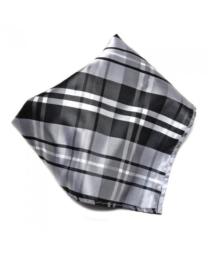 Black Gray White Plaid Design Men's Hankerchief Pocket Square Hanky