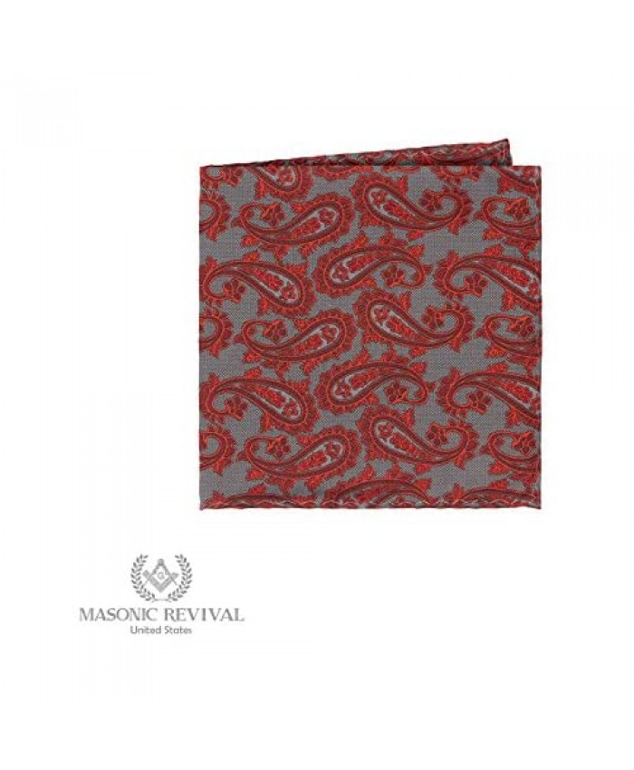 Gris Paisley Pocket Square Handkerchief by Masonic Revival
