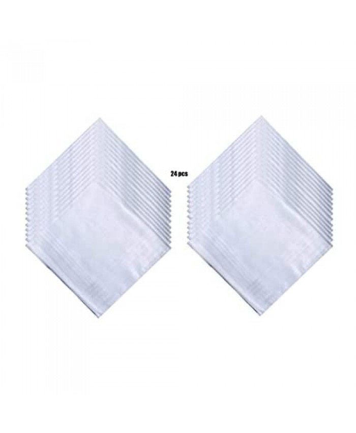 MENDENG 12 Pack Handkerchiefs for Men 100% Cotton Pure White Pocket Square Cozy