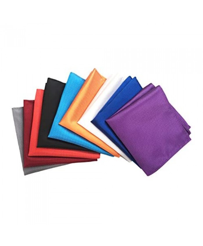 MENDENG Men's 9 Pack Mixed Color Plaid Pocket Square Party Handkerchief Formal