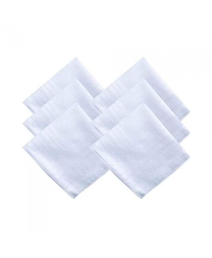 MENDENG Men's Soft Handkerchiefs 100% Cotton Solid White Hankie 6 Pieces Set