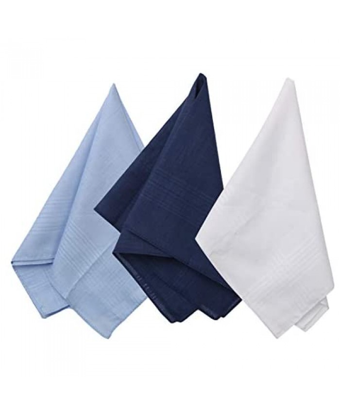 Men'S Hankies Multi-Color Solid Handkerchief Cotton 15" Travel Casual Wear YEA0106 Y&G Blue White Light Blue