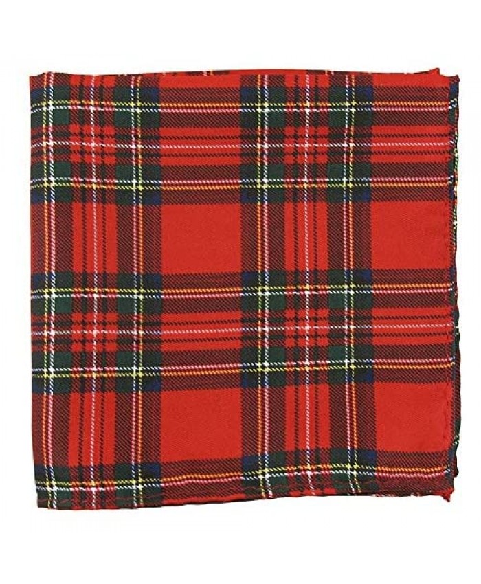 Men's Red Christmas Plaid Pocket Square Handkerchief Hanky