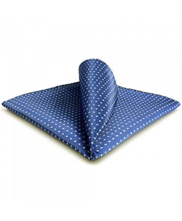 S&W SHLAX&WING Pocket Square for Men White Dots Blue for Suit Large 12.6