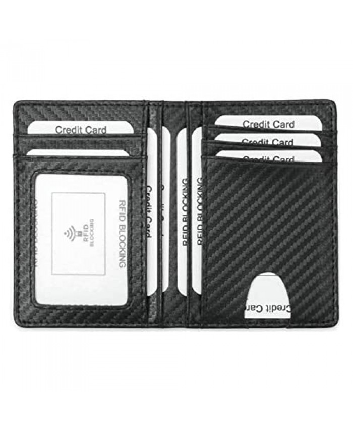 Slim Wallet - Minimalist Bifold Front Pocket Wallets RFID Blocking Credit Card Holder With ID Window for Men Women