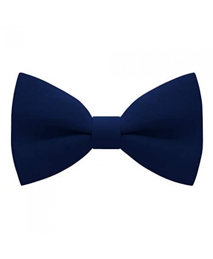 Classic Pre-Tied Soft Crape Bow Tie for Wedding Formal Events Solid Tuxedo by Bow Tie House (Medium Denim)