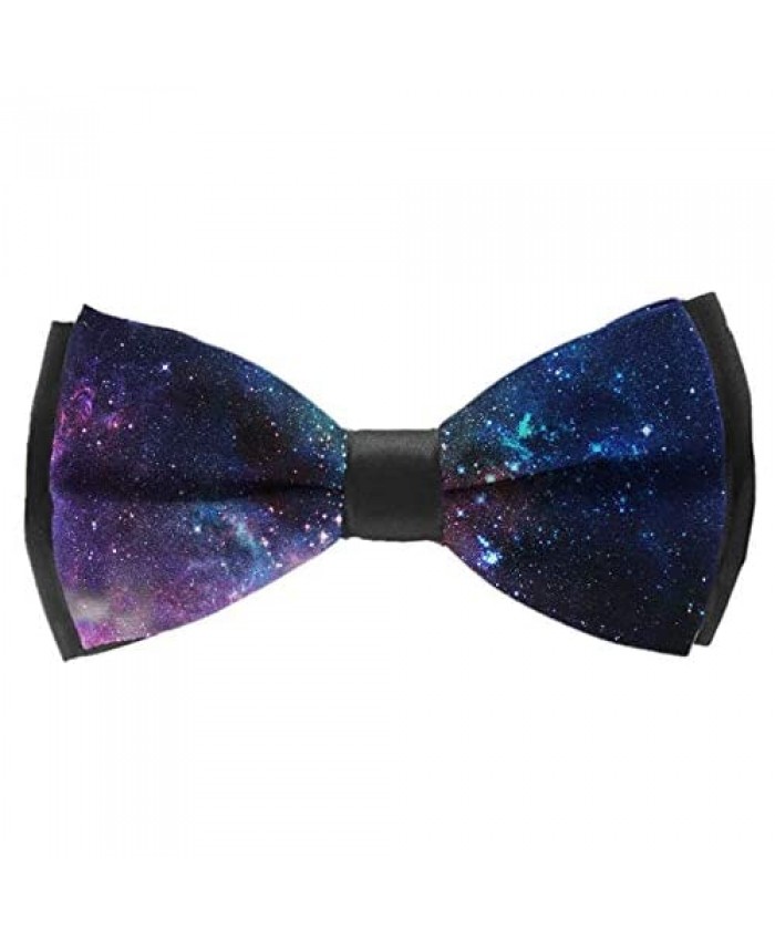COLORFULSKY Fashion Elegant Pre-Tied Bow Tie for Men & Boys Adjustable Bowtie (Outer Space Galaxy Stary)