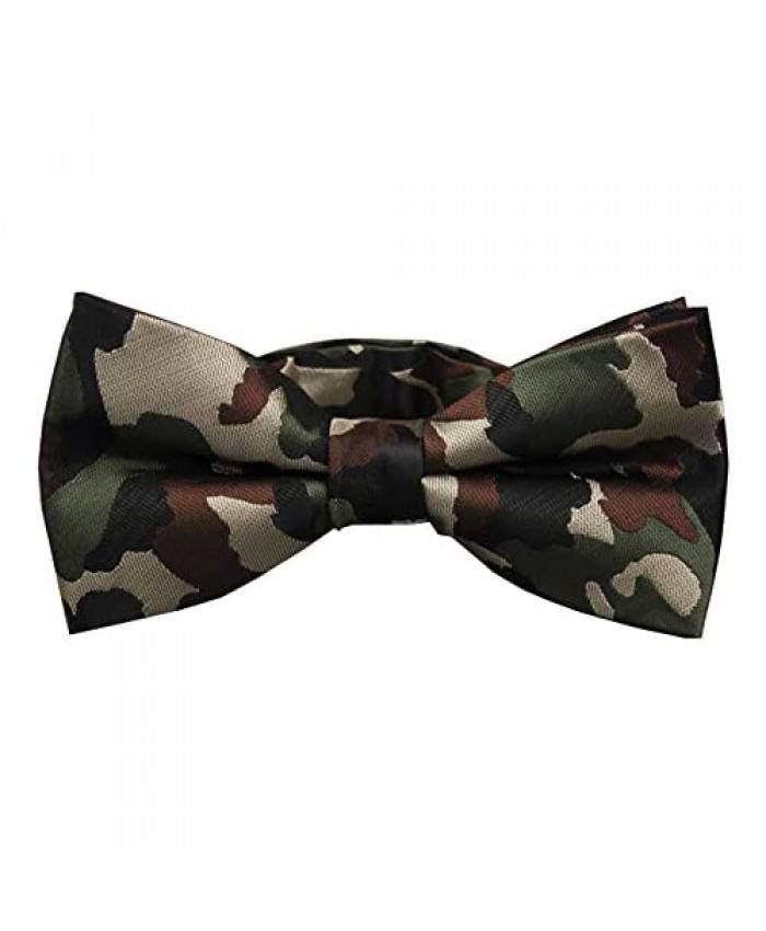 D&L Menswear Men's Pre-Tied Army Camo Bow Tie Green Black Brown Beige Large