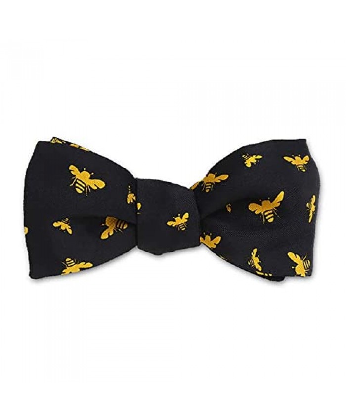 Josh Bach Men's Bumble Bees Self-Tie Silk Bow Tie in Black Made in USA