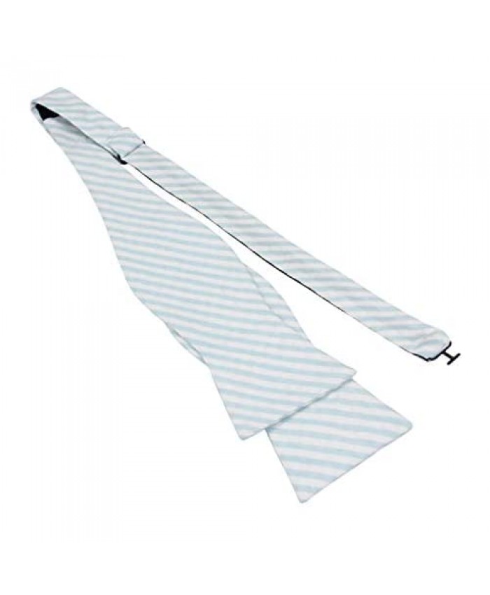Mens Seersucker Self Tie Bowties - Classic Butterfly Stripe Bow Ties