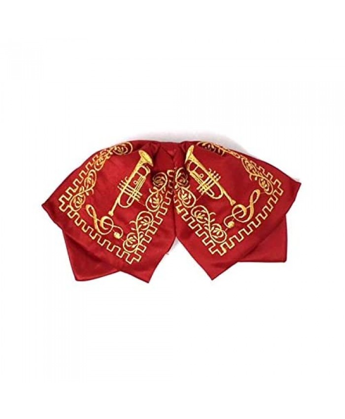 Mexican Charro Bow Tie red elastic band Red and gold detailing necktie mexican charro mono de gala