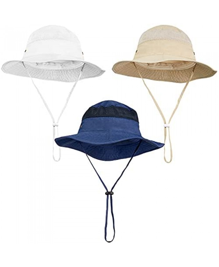 3 Pieces Kids Safari Hats Toddler Bucket Hat Boys Fishing Hat Outdoor Summer Sun Hats with Wide Brim Adjustable 2-5 Years