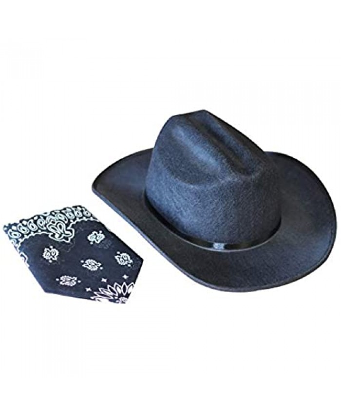 Aeromax Junior Cowboy Hat with Bandanna Black
