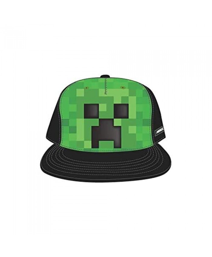 Bioworld Minecraft Creeper Face Snapback Hat Cap Youth Boys Size OSFM Black