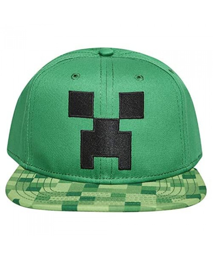 Boys Minecraft Creeper Face Hat - Black and Green Minecraft Youth Snap Back Hat (Minecraft)