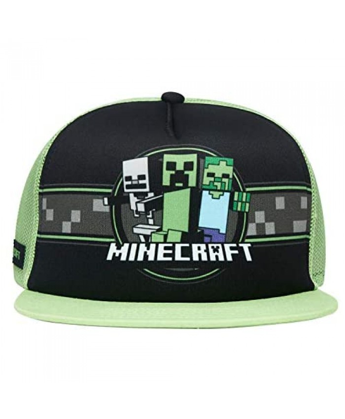 Boys Minecraft Creeper Face Hat - Black and Green Minecraft Youth Snap Back Hat (Minecraft Characters)