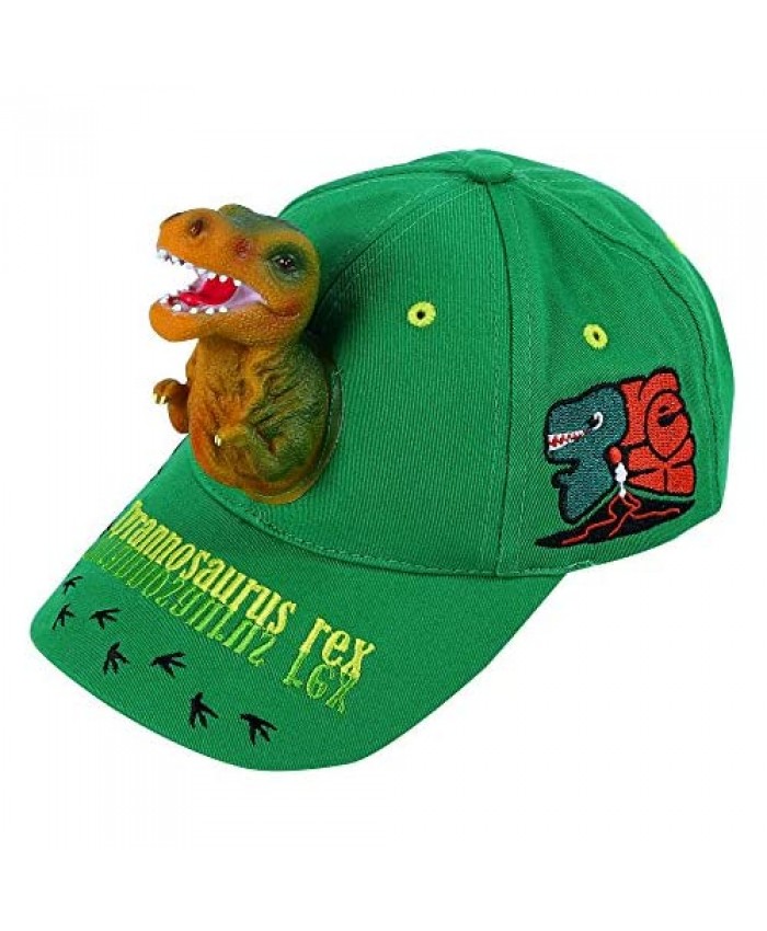 Boy’s Sun Hats 3D T-rex Dinosaur Baseball Caps Cotton Funny Snapback Birthday Crazy Hats for Boys Kids Green