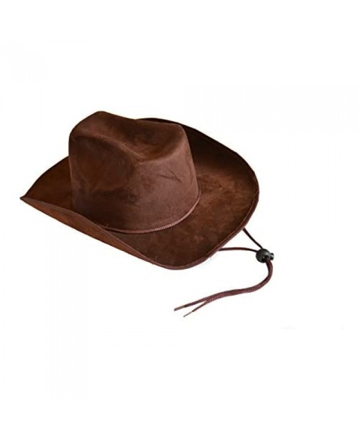 Children's Dark Brown Felt Cowboy Hat with Drawstring Brown One Size