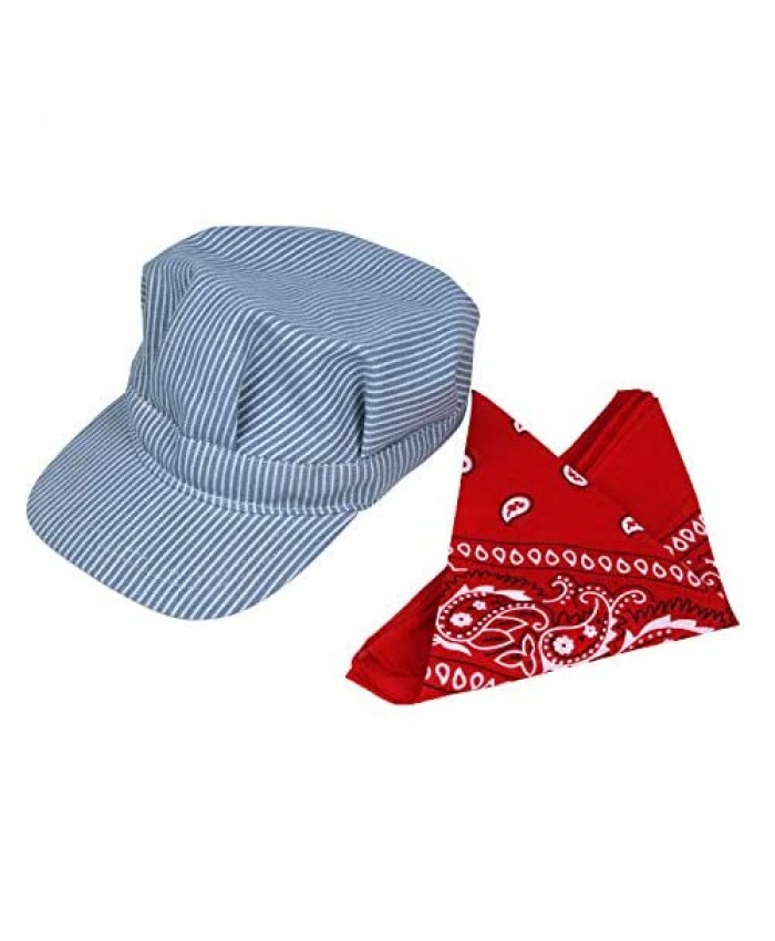 Classic Train Engineer Conductor's Adjustable Cap and Bandana Set Youth Size