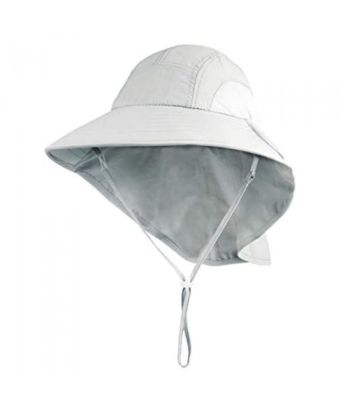 Connectyle Kids Large Brim UV Protection Sun Hat with Neck Flap Mesh Fishing Cap