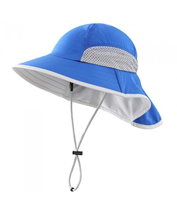 Connectyle Kids Wide Brim Neck Flap Sun Protection Hat Mesh Vent Bucket Sun Hat