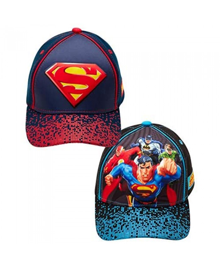 DC Comics Boys 2 Pack 3D Pop Baseball Cap: Batman Superman Justice League (Toddler/Little Boys)