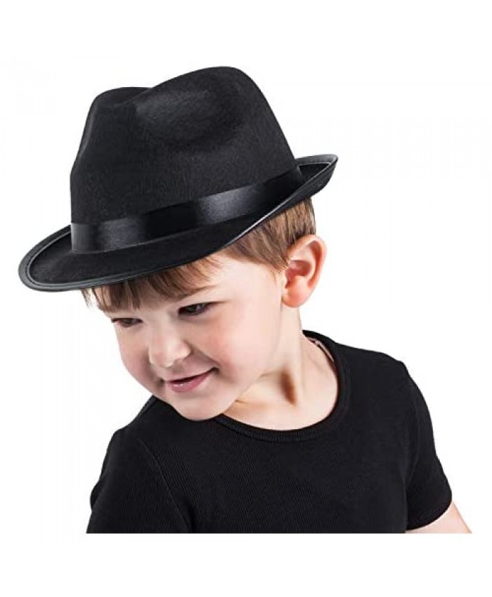 Funny Party Hats Toddler Fedora - Fedora Hat for Kids - Gangster Fedora Black - Costume Accessories for Children