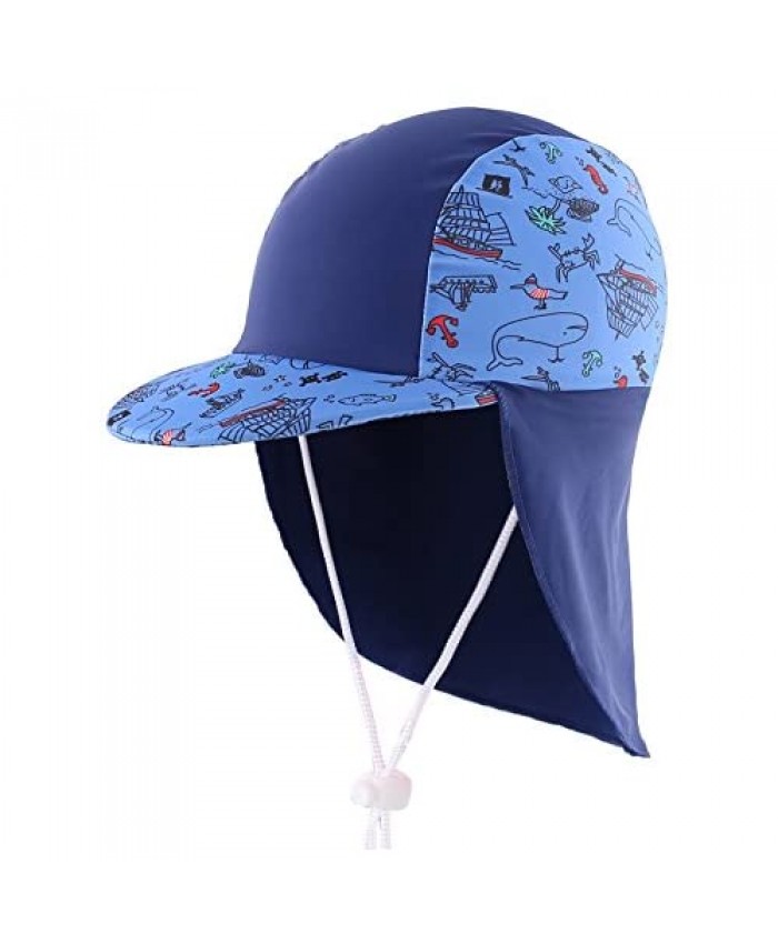 Home Prefer Boys Sun Hat Long Flap Quick Dry Sun Protection Cap Surf Up Swim Hat