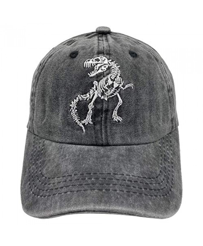 NVJUI JUFOPL Boys' Dinosaur Skeleton Dad Hat Washed Vintage Embroidered Baseball Cap