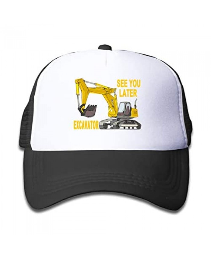 NVJUI JUFOPL Boys' See You Later Excavator Baseball Hat Snapback Mesh Funny Trucker Cap for Kid