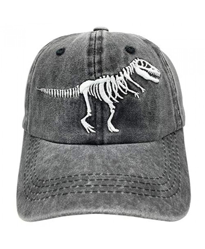 NVJUI JUFOPL Boys' Skull Dinosaur Hat Washed Vintage Embroidered Baseball Cap