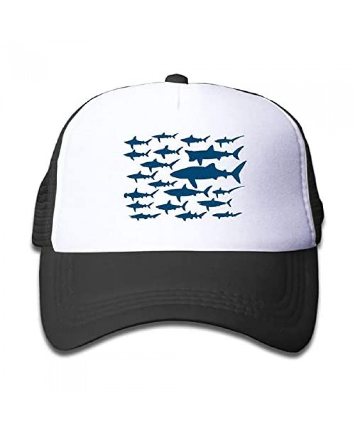 Ocean Shark Floral Sea Fish Youth Adjustable Mesh Hats Baseball Trucker Cap for Boys and Girls