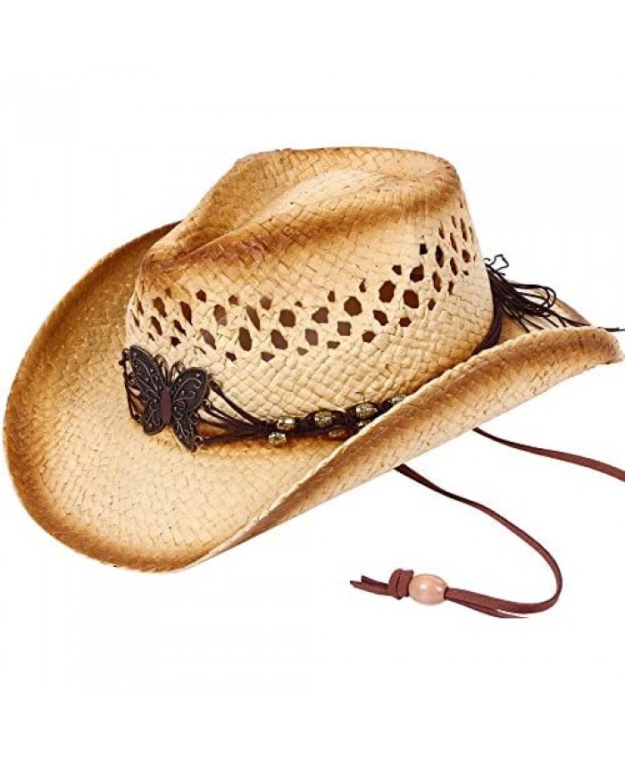 Simplicity Kid's Costume Party Cowboy Straw Sun Hat with Decorated Headband