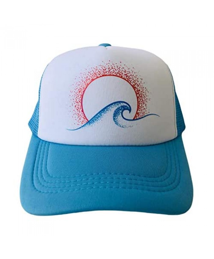 Surfer Beach Kids Boys Girls Adjustable Back Mesh Baseball Sun Sunhat Flat Bill Trucker Hat Cap for Infant Baby Toddler Youth