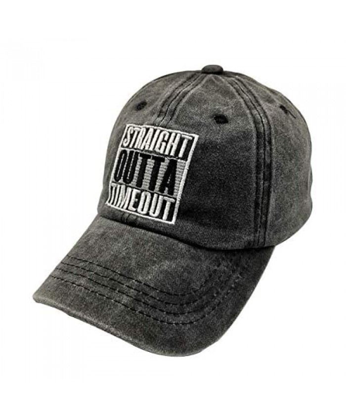 Waldeal Boys' Embroidered Straight Outta Timeout Vintage Washed Dad Hat Kids Ballcap