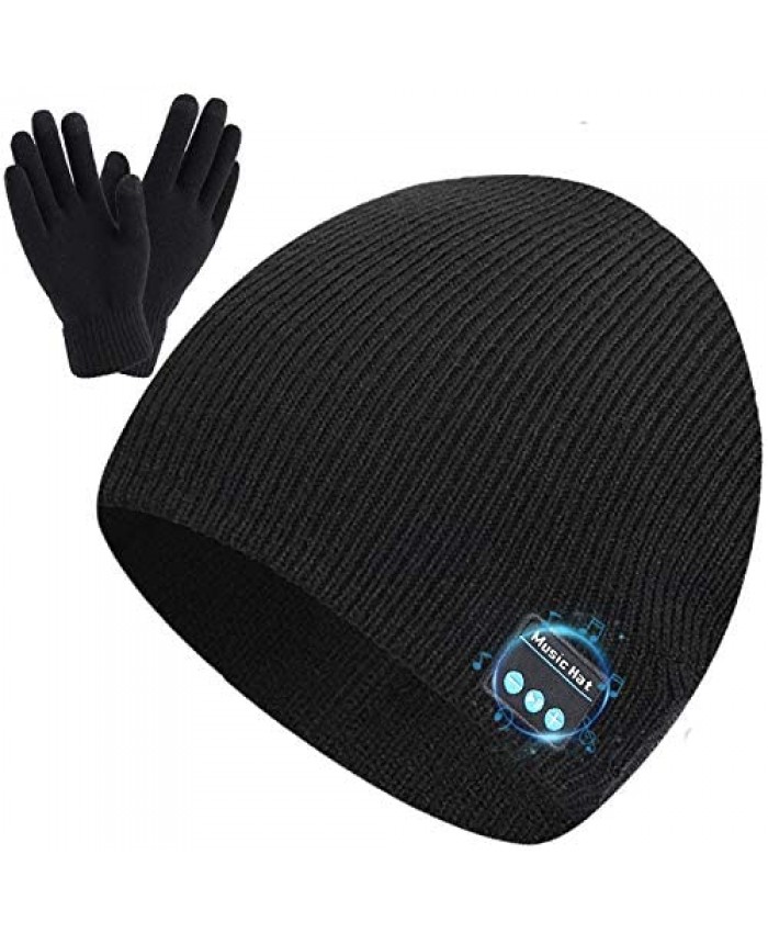 Wireless Beanie Hat Music Hat with Gloves for Men Women Gift