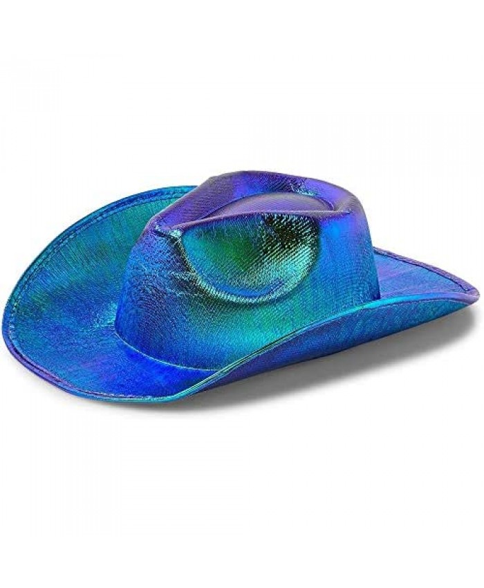 Zodaca Metallic Green Western Cowboy Hat for Adults (Holographic Unisex)