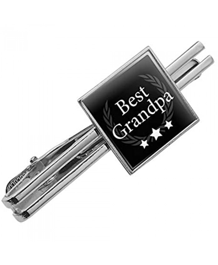 Best Grandpa Award Square Tie Bar Clip Clasp Tack- Silver or Gold