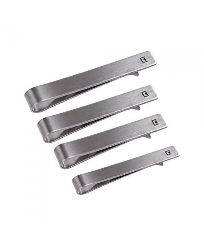 Epoint Men's Fashion Metallic Tie Clips - 4 Pieces Fashion Stainless Steel Tie Bars Set