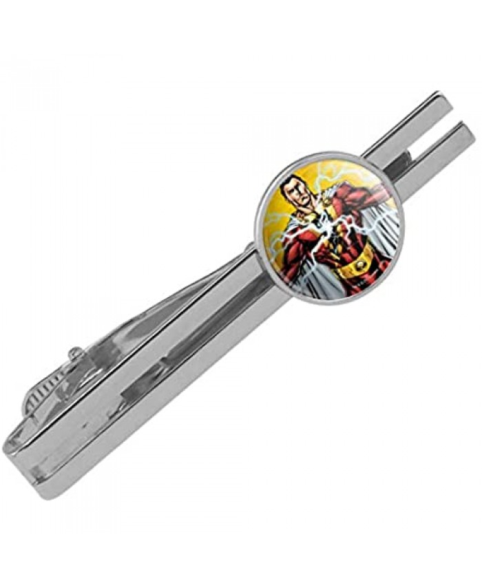 GRAPHICS & MORE Justice League Shazam Character Round Tie Bar Clip Clasp Tack Silver Color Plated
