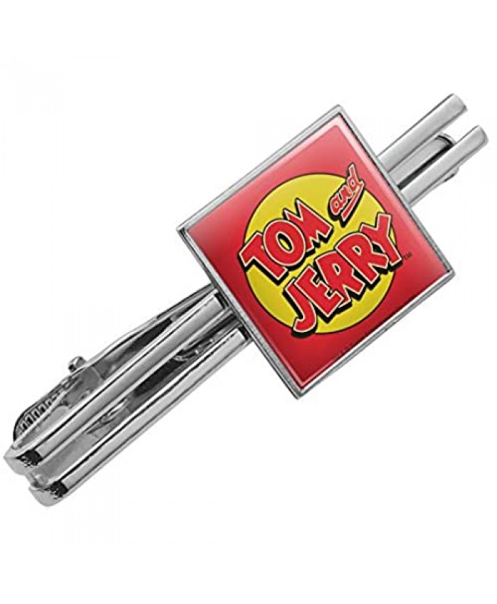 GRAPHICS & MORE Tom and Jerry Logo Square Tie Bar Clip Clasp Tack- Silver or Gold