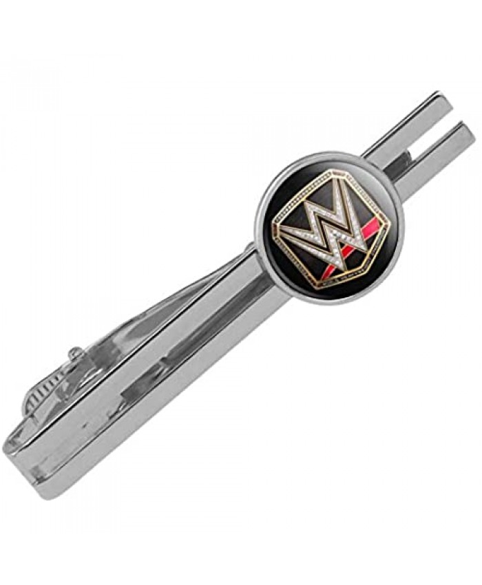 GRAPHICS & MORE WWE World Heavyweight Champion Title Logo Round Tie Bar Clip Clasp Tack Silver Color Plated