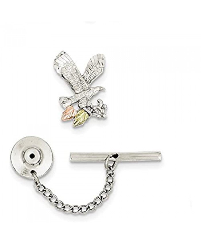 Jewelryweb 925 Sterling Silver Polished and satin Eagle Pin Tie Tack (12mm x 20mm)