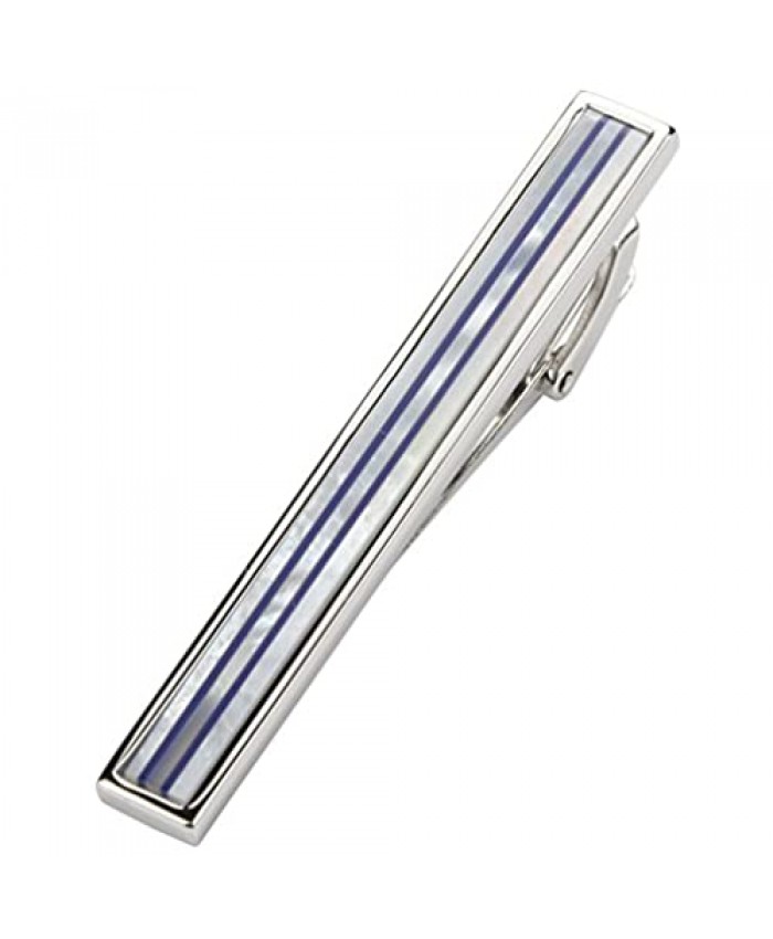 Mens Tie Bar Clip 2.3Inch Luxury Fashion Silver Gift Box