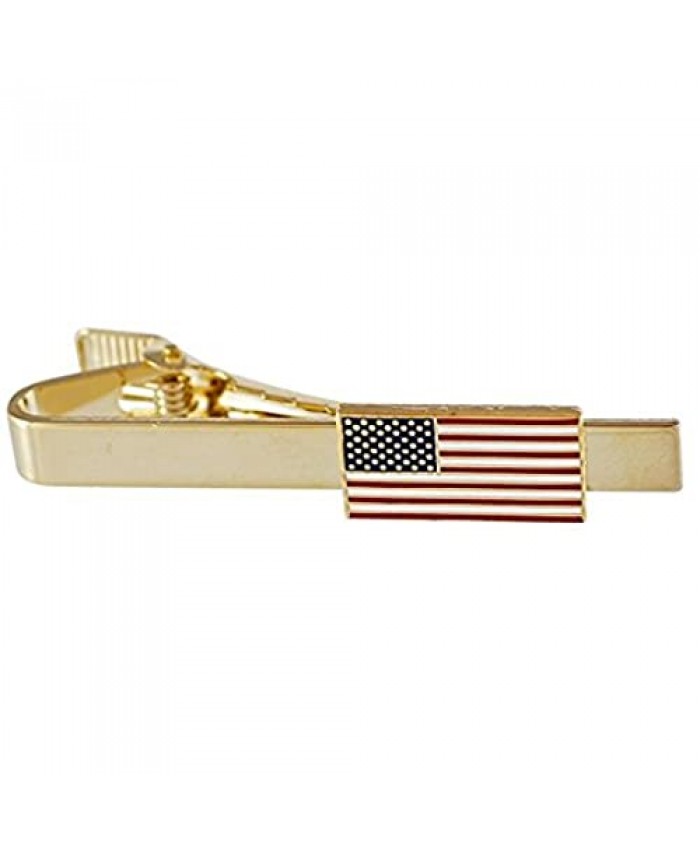 Official American Flag Tie Bar (5 Gold Tie Bar Set- for Groomsmen Gifts)