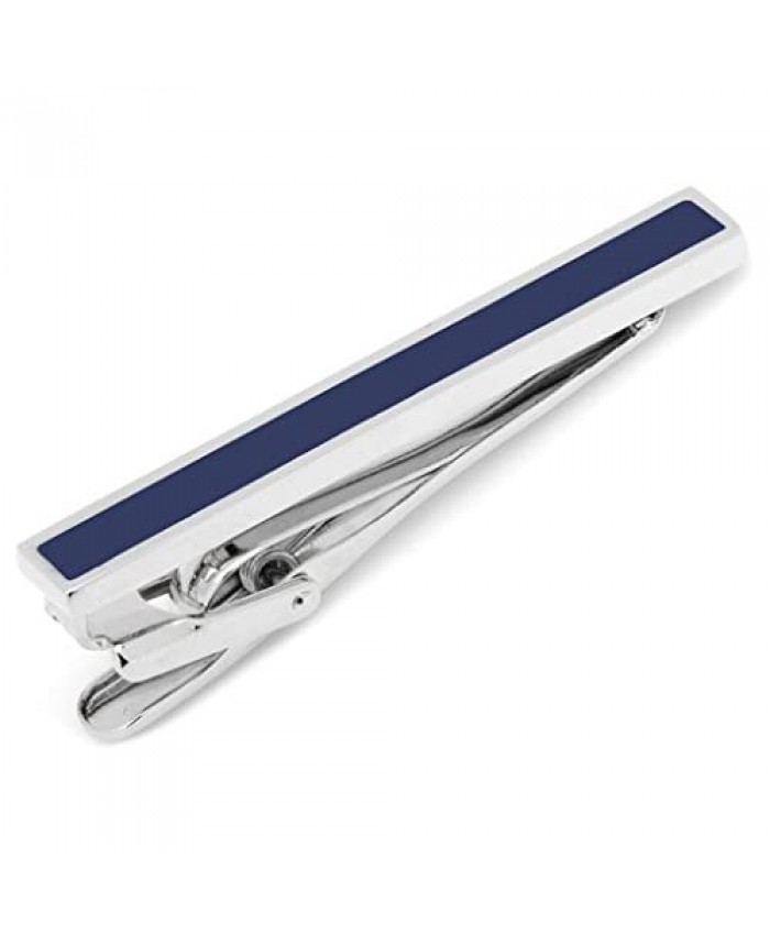 Ox and Bull Mens Blue Plated Navy Enamel Inlaid Short Tie Clip