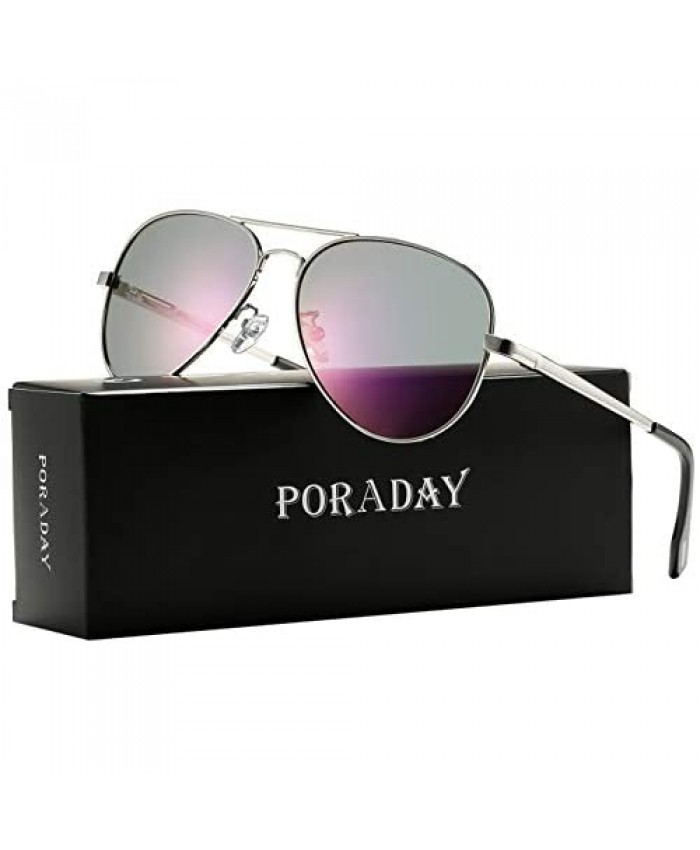 Polarized Aviator Sunglasses for Men Women Metal Frame 100% UV400 Protection Lens 58mm