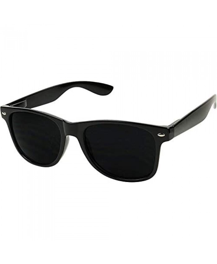 ShadyVEU Super Dark Round Sunglasses UV Protection Spring Hinge Classic 80's Shades Migraine Sensitive Eyes