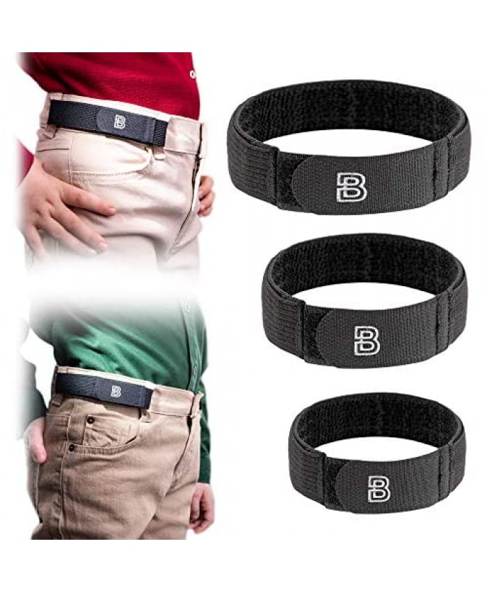 BeltBro For Kids No Buckle Elastic Belt — 3 Pack (S M L) — Fits 1 Inch Belt Loops Comfortable and Easy To Use